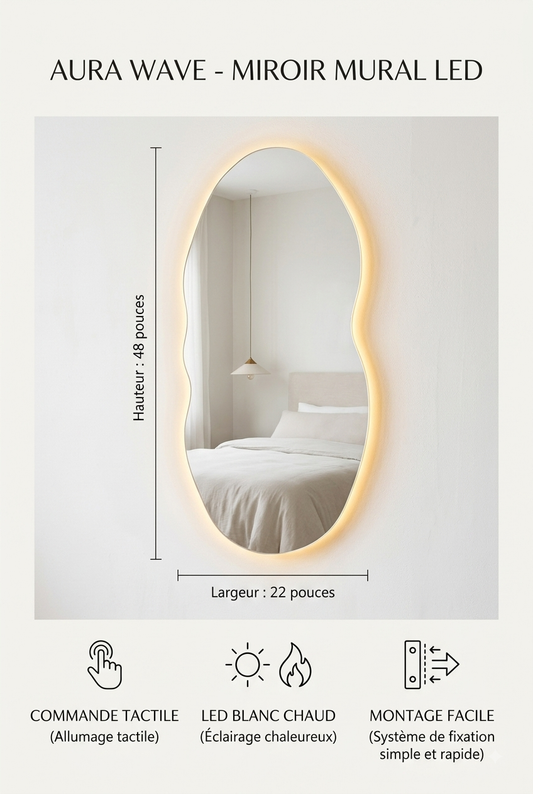 AURA WAVE 4822 — Miroir Ovale Ondulé