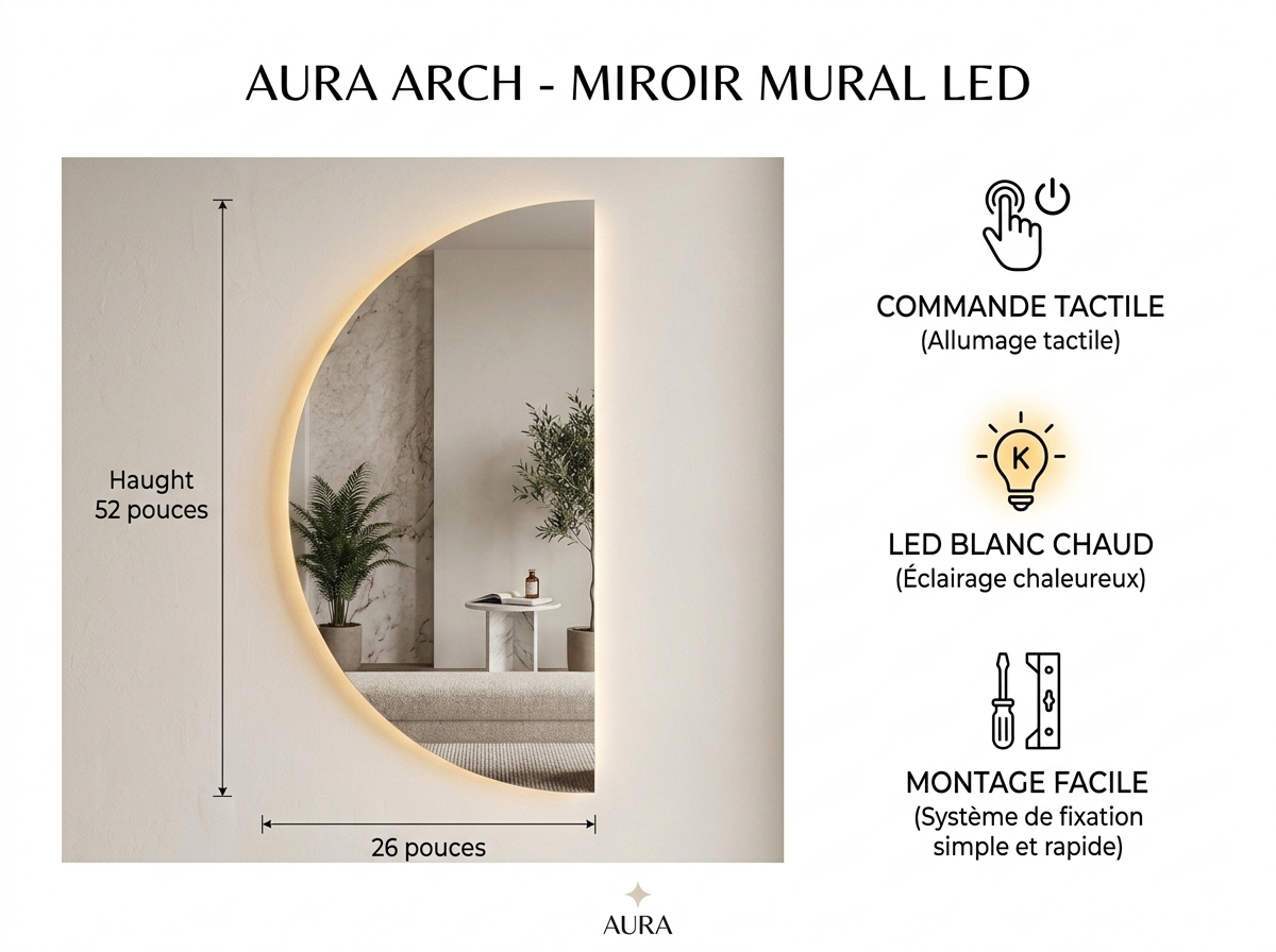 AURA ARCH 5226 — Miroir Architectural Demi-Lune